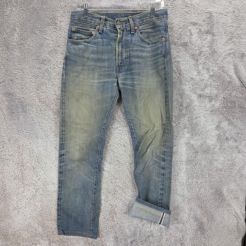 Levis Jeans Mens Blue Selvedge LVC Whiskers Honeycomb Zip Fly Fits 30x28